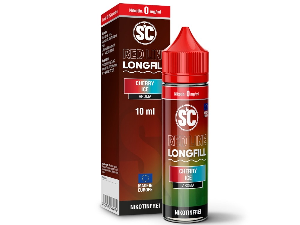 SC Red Line Cherry Ice Longfill 10 ml 1 E-Zigaretten-Aroma Cherry Ice in roter Flasche, 10 ml.