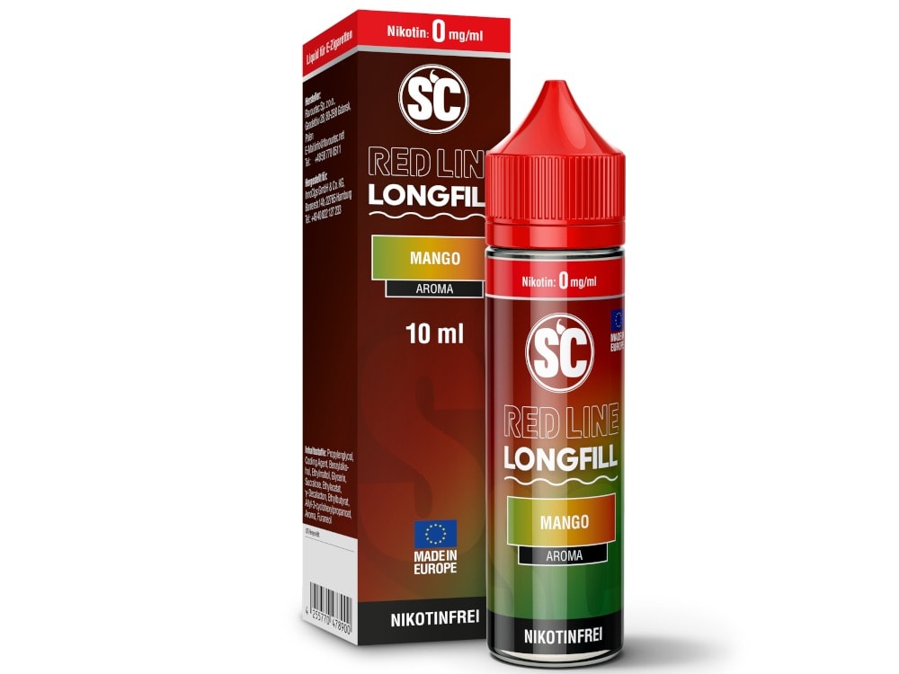 SC Red Line Mango Longfill 10 ml 1 SC RED LINE Longfill Mango E-Liquid, 10 ml Flasche, nikotinfrei, Made in Europe.