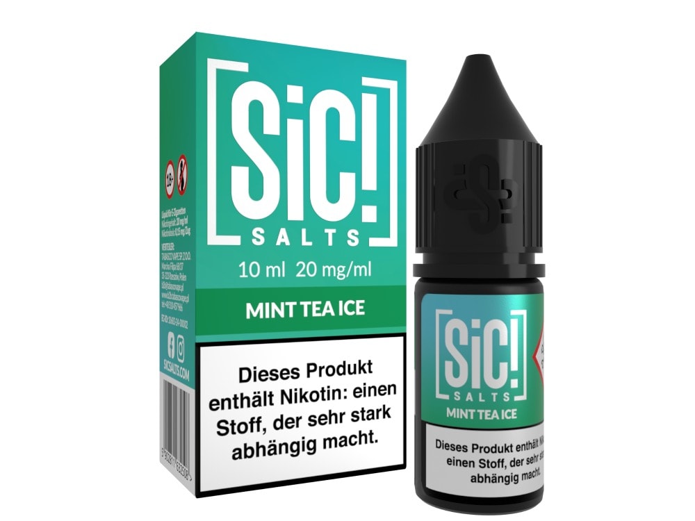 SiC! Salts Mint Tea Ice Nikotinsalz Liquid 1 SIC! Salts Mint Tea Ice E-Zigaretten-Aroma, 10 ml, 20 mg/ml Nikotin.