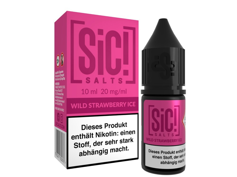 SiC! Salts Wild Strawberry Ice Nikotinsalz Liquid 1 SIC! Salts E-Liquid Flasche mit Wild Strawberry Ice Geschmack.