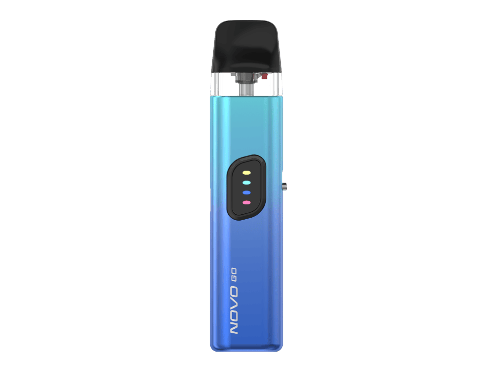 Smok Novo Go E-Zigaretten Set 1 Elektronisches Vaping-Gerät in Blau mit Display und Mundstück.