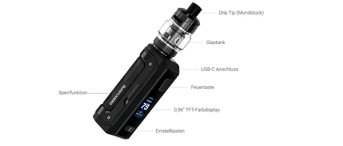 Das GEEKVAPE Aegis Mini 5 Set vereint einen 3.200-mAh-Akku mit 100 Watt Leistung, IP67-Schutzklasse und dem Z Nano 3 Clearomizer mit 5 ml Tank und Top-Airflow. Kompatibel mit B Series Heads von MTL bis Sub-Ohm. Jetzt im Letz-Go-Shop bestellen.