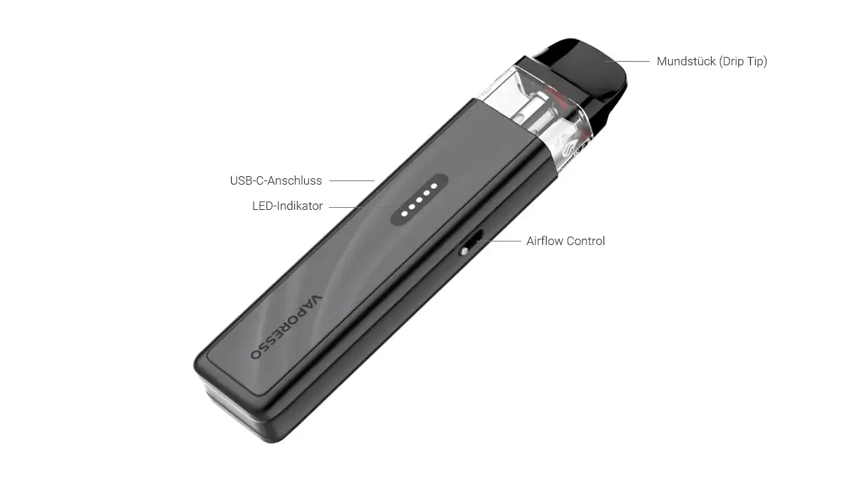 Vaporesso XROS 6 Mini Pod-Set mit 1600 mAh Akku, 30 Watt, 0,6 Ohm COREX Pod, Top-Filling und Airflow Control. Kompakt, alltagstauglich und kompatibel mit der gesamten XROS-Serie.