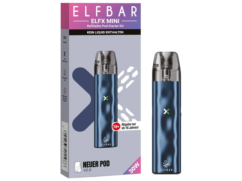 Elfbar Elfx Mini E-Zigaretten Set 1 ELFBAR ELFX MINI wiederbefüllbarer Pod, ohne Liquid, 30W.