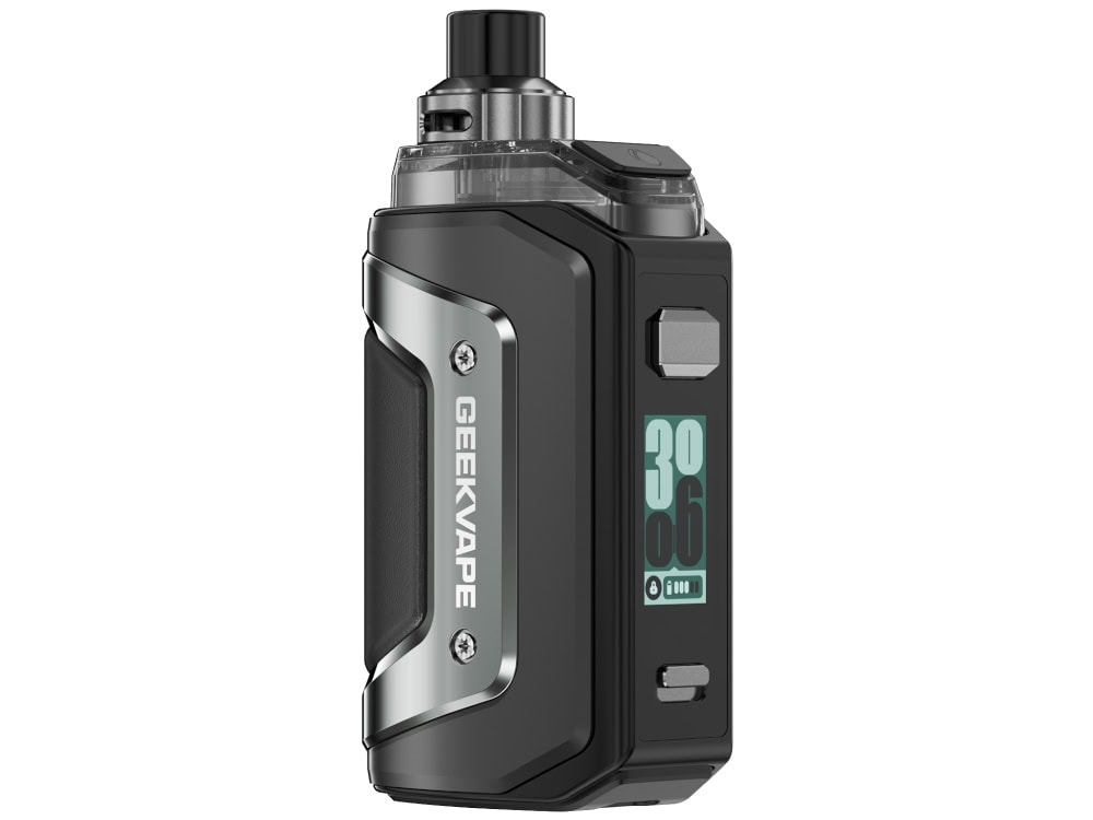 Modernes Vapes-Gerät mit digitalem Display, schwarzem Design und ergonomischer Handhabung – ideal für Dampfer, die technische Präzision und stilvolles Design suchen.