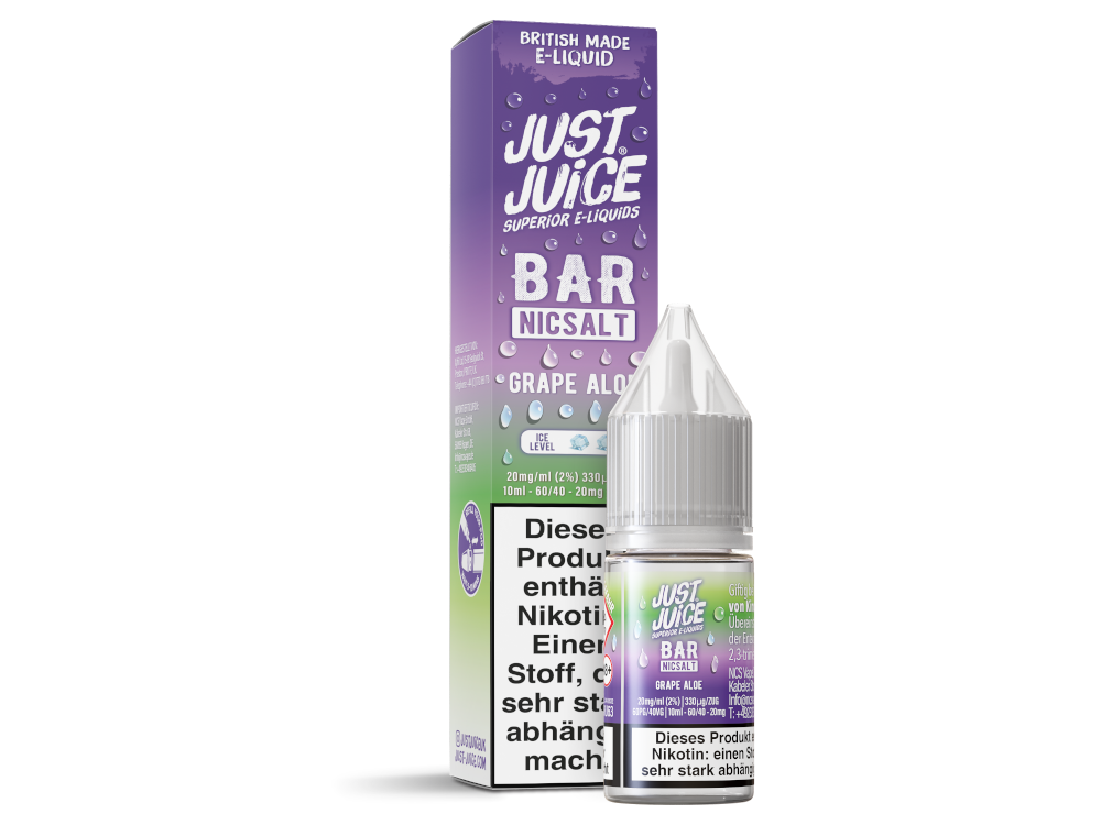 Just Juice - Bar - Grape Aloe 1 Just Juice Bar Grape Aloe – Nikotinsalz Liquid 10 ml | 10 & 20 mg/ml