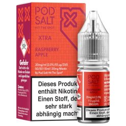 Pod Salt X Raspberry Apple: Nikotinsalz Liquid mit Apfel, Himbeere und kühler Note. 10 ml, fertig gemischt, wahlweise 10 mg oder 20 mg.