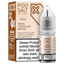 Pod Salt X White Chocolate Mocha: Nikotinsalz Liquid mit Kaffee, Mokka und weißer Schokolade. 10 ml, fertig gemischt, wahlweise 10 mg oder 20 mg.