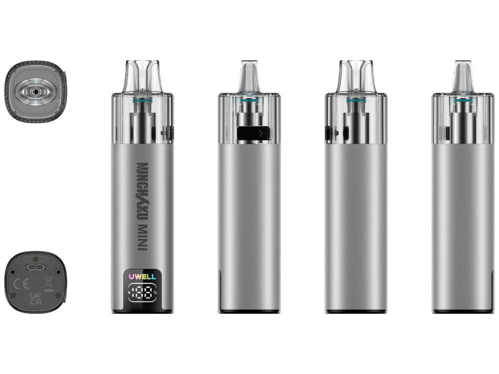 Uwell Nunchaku Mini E-Zigaretten Set 12 Uwell Nunchaku Mini E-Zigaretten Set: kompaktes Pod-System mit 10 ml Tankvolumen, 1000 mAh Akku, bis zu 16 Watt und 0,8 Ohm Mesh-Coil. Type-C USB Ladeanschluss, Prozentanzeige per Display und volle Kompatibilität zu Uwell Nunchaku 10000 Pods. Jetzt bei LETZ Go entdecken.