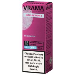 VRAMA Himbeere Nikotinsalz Liquid aus der Kollektion 1 in der 10-ml-Flasche. Himbeere mit leicht kühler Note im Abgang, wählbar mit 0, 10 oder 20 mg/ml Nikotin. Sofort verwendbar ohne Anmischen. Jetzt bei LETZ Go bestellen.